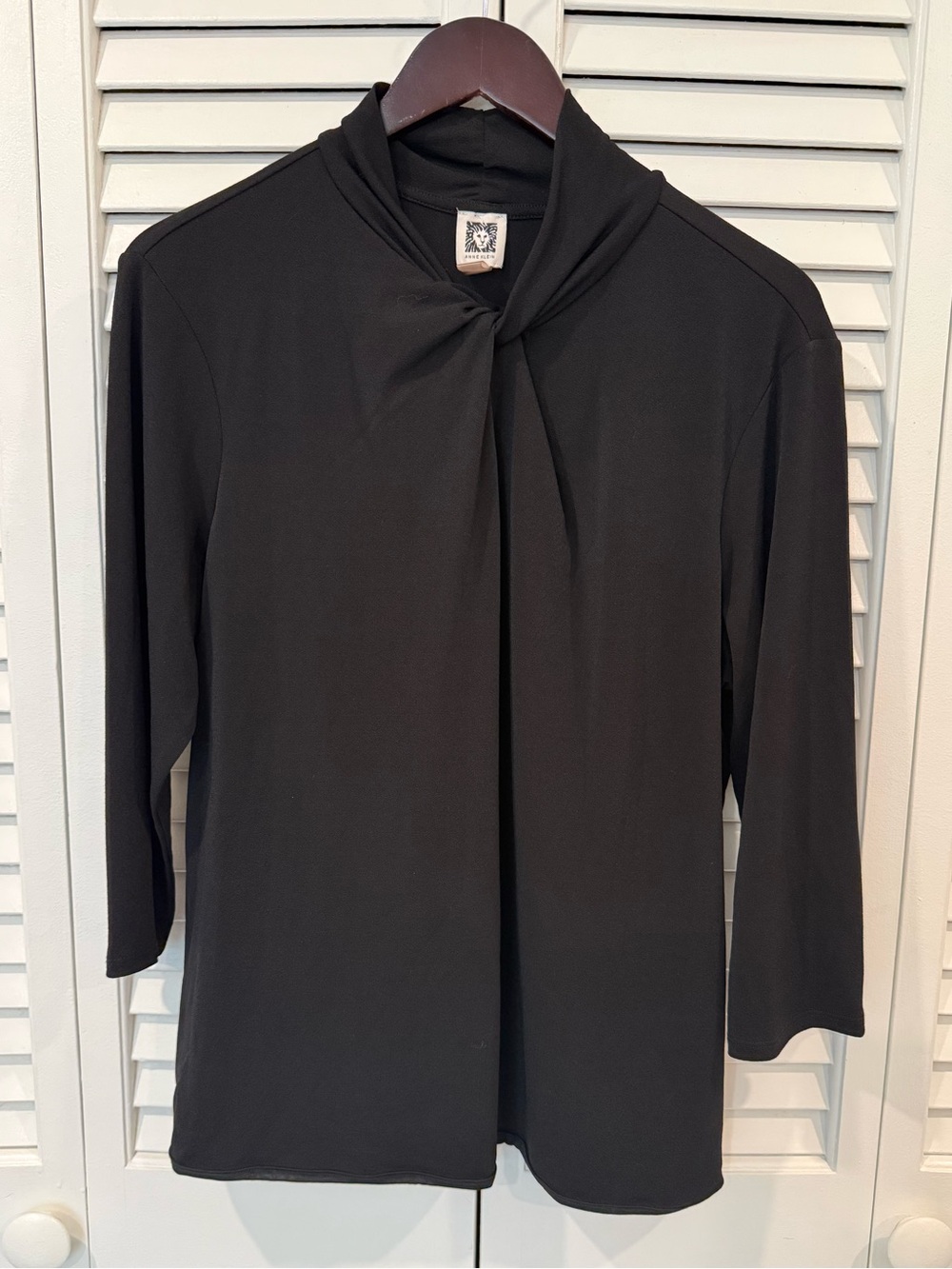 Anne Klein Black Relaxed Tie Front Blouse